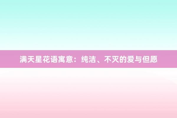 满天星花语寓意：纯洁、不灭的爱与但愿